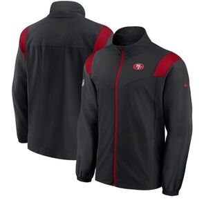 Men's San Francisco 49ers Nike Black Sideline Woven Logo Full-Zip Jacket